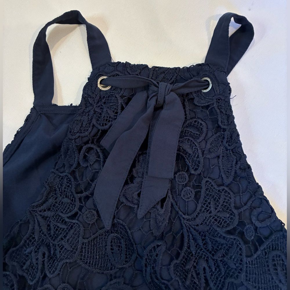 Abercrombie & Fitch Navy blue lace tie cropped top halter style size S - Picture 3 of 8